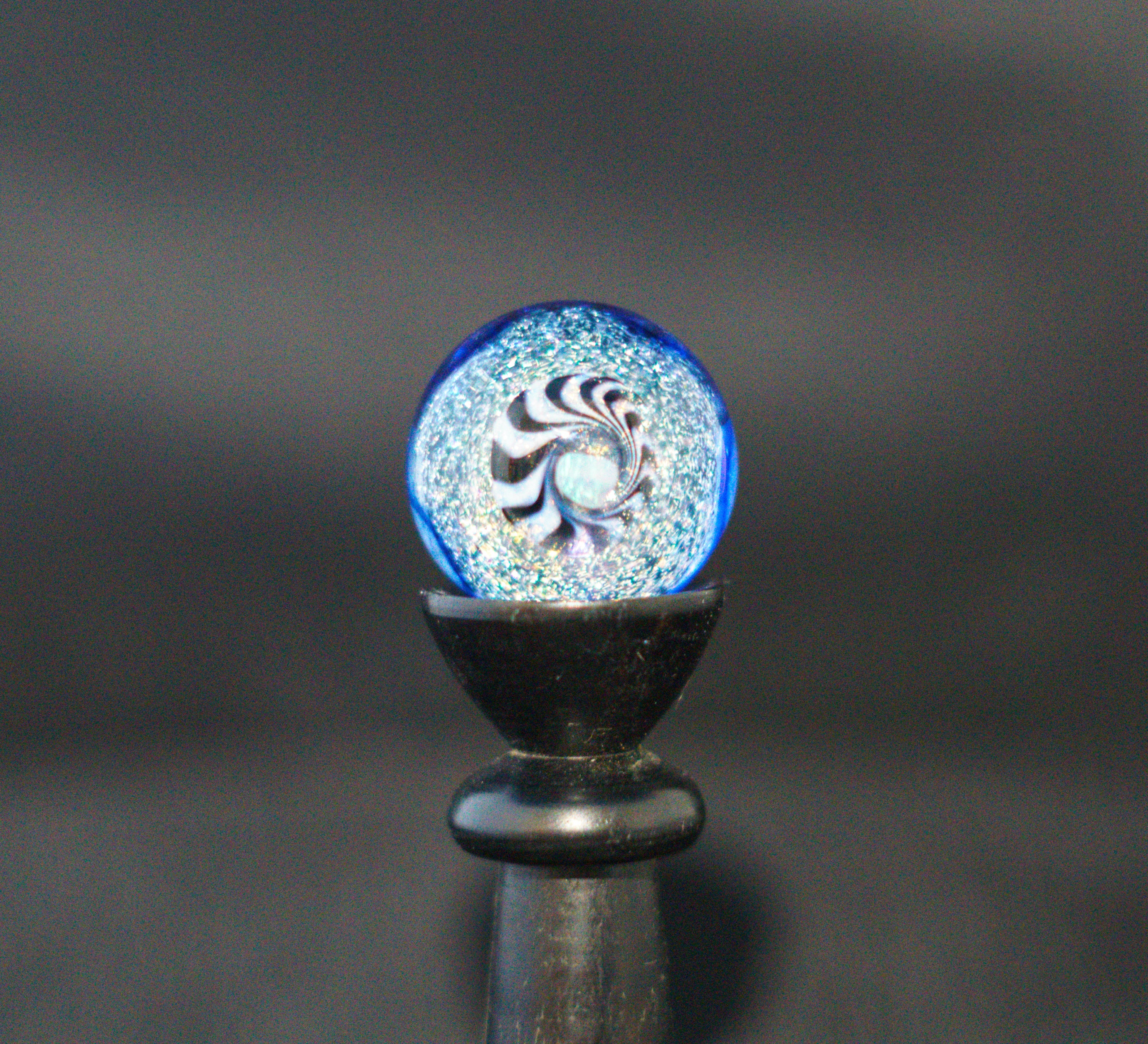 Opal Over Black and White Marble 29mm