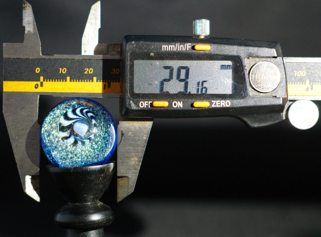 Opal Over Black and White Marble 29mm